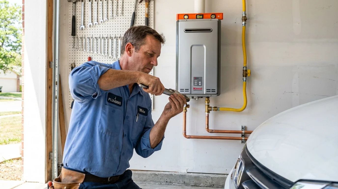 Tankless water heater installation by a Johns Plumbing LLC plumber in Abernathy